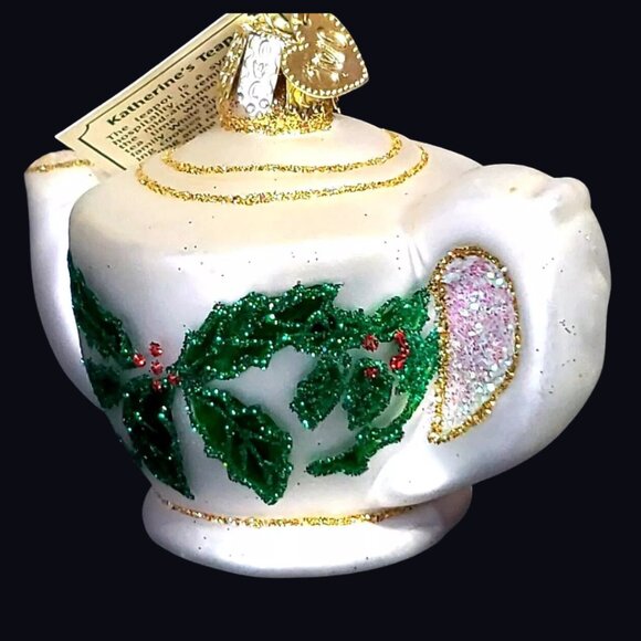 Old World Christmas OWC Blown Glass Katherine's Teapot and Teacup Set with Tags - Picture 10 of 16